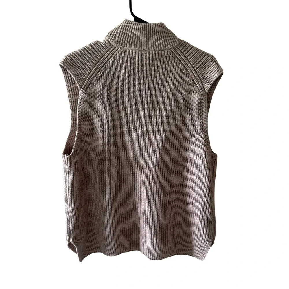 Abercrombie & Fitch Womens Beige Shaker Rib Knit Mock Neck Sweater Vest Large